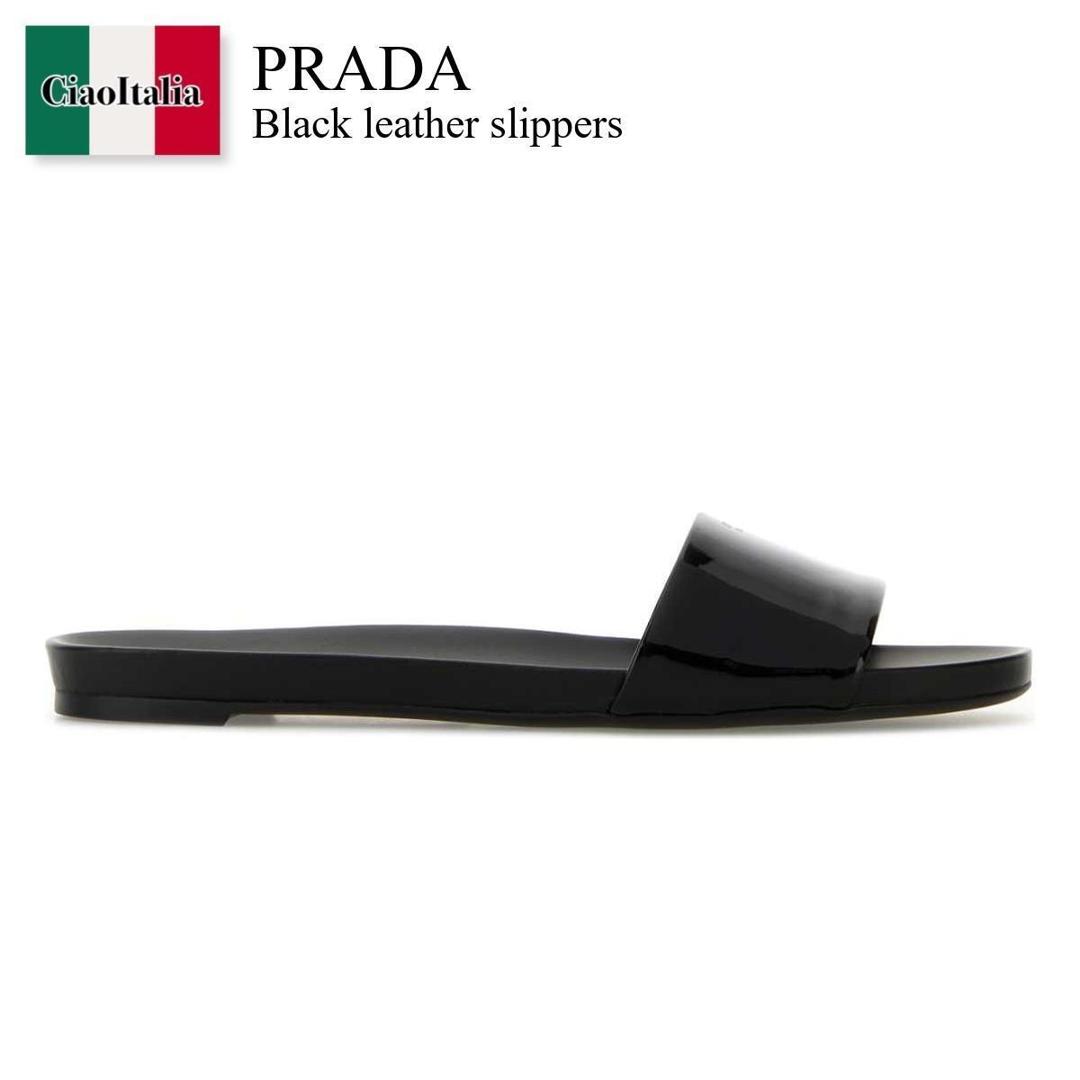 【寸法押さえる・店卸し資産境界線・早め者制覇！】 プラダ / Prada Black Leather Slippers / 1XX798 F0002 / 1XX798 F005069 F0002 / 1XX798F005069 / 1XX798F005069 F0002 / 1XX798F005069F0002 / サンダル・ミュール