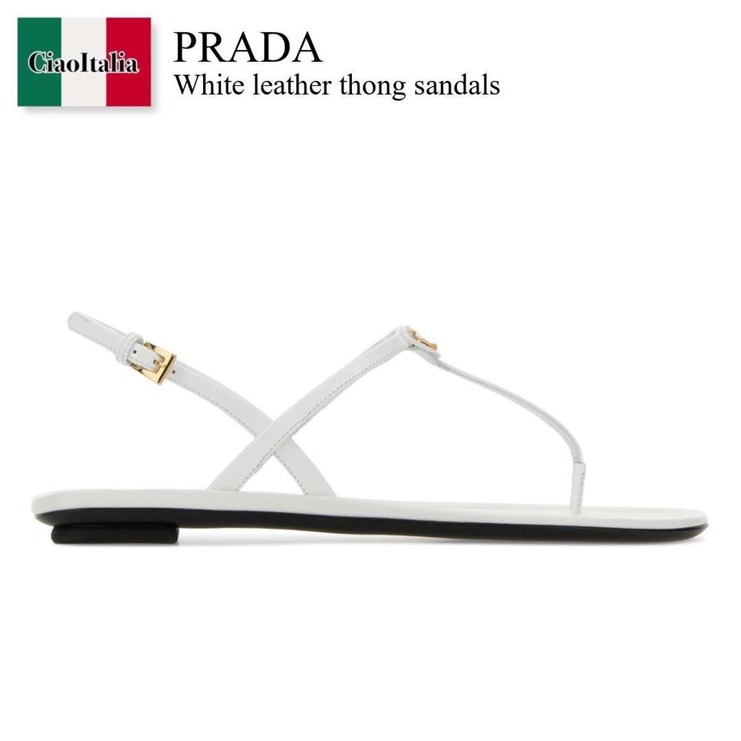 【寸法押さえる・店卸し資産境界線・早め者制覇！】 プラダ / Prada White Leather Thong Sandals / 1Y395O F0009 / 1Y395O F005069 F0009 / 1Y395OF005069 / 1Y395OF005069 F0009 / 1Y395OF005069F0009 / サンダル・ミュール