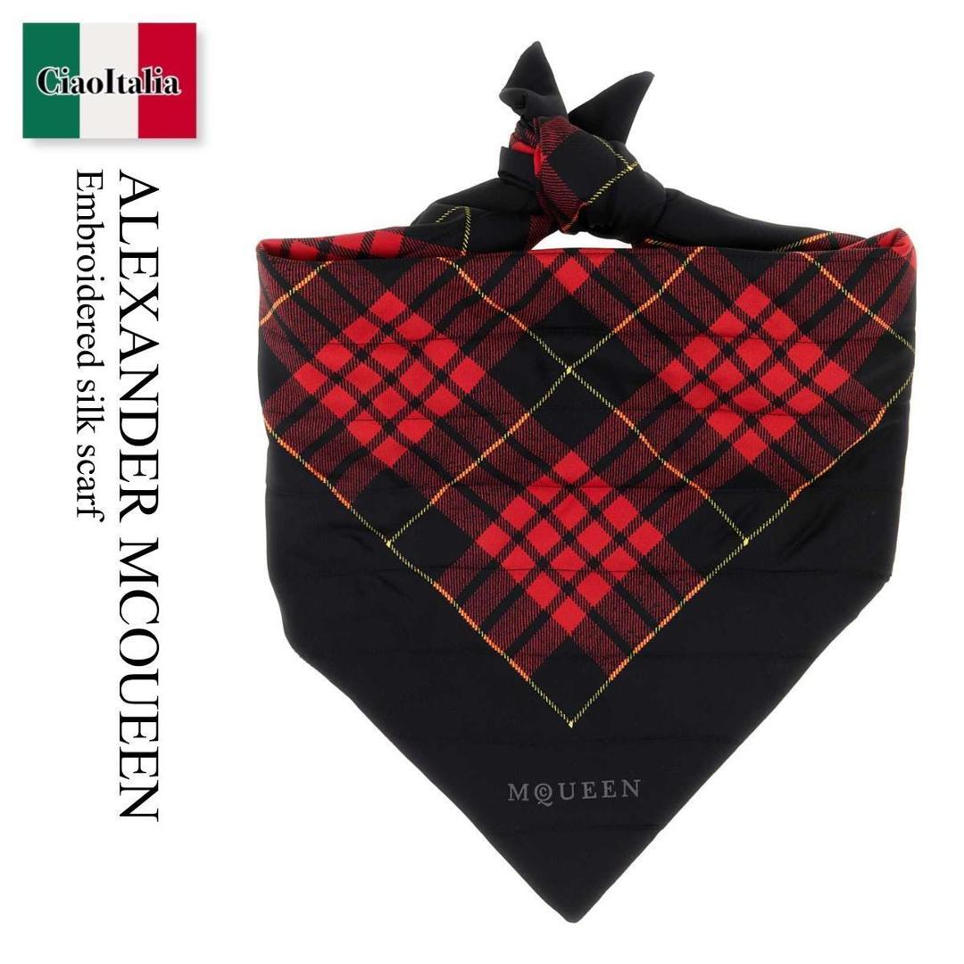 【物量制限事項・店卸し資産極限点・早め者制覇！】 アレキサンダー・マックイーン / Alexander Mcqueen Embroidered Silk Scarf / 851865 3001Q / 851865 3001Q 1074 / 8518653001Q / 8518653001Q 1074 / 8518653001Q1074 / えり巻き