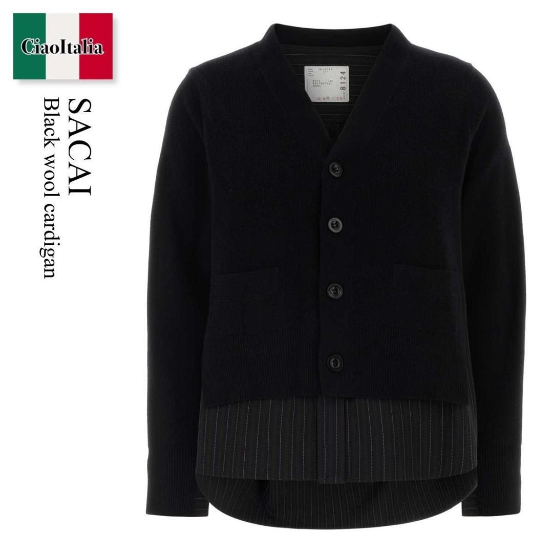 【数量限定・在庫限り・早い者勝ち！】 サカイ / Sacai Black Wool Cardigan / 2508124 / 2508124 001 / 2508124001 / カーディガン