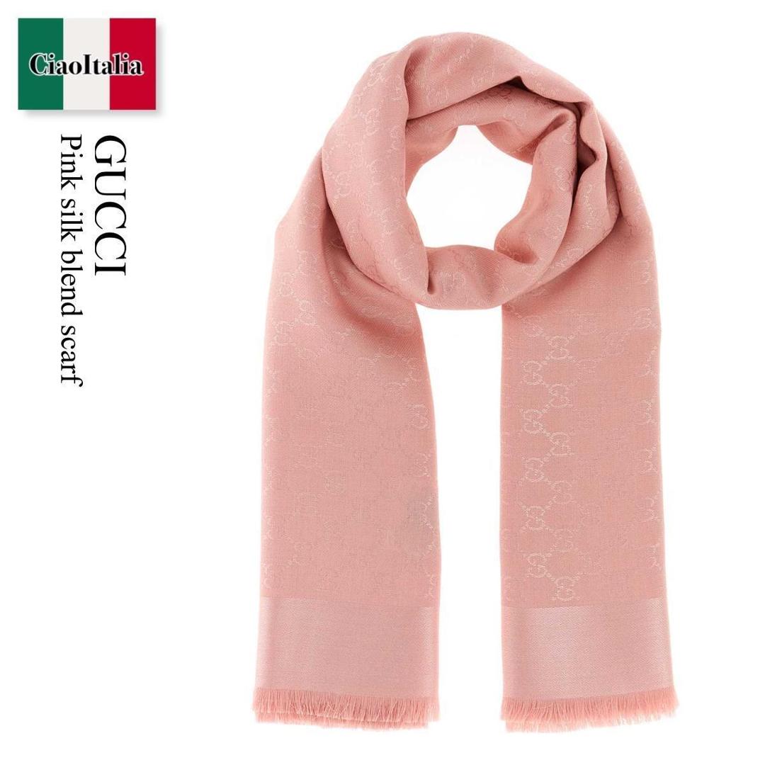 【分量制限事項・店卸し資産区分線・早め者勝利！】 グッチ / Gucci Pink Silk Blend Scarf / 855539 3GA48 / 855539 3GA48 5577 / 8555393GA48 / 8555393GA48 5577 / 8555393GA485577 / 消音装置・袈裟 マフラー・スカーフ-レディースマフラー・ストール-バッグ・小物・ブランド雑貨