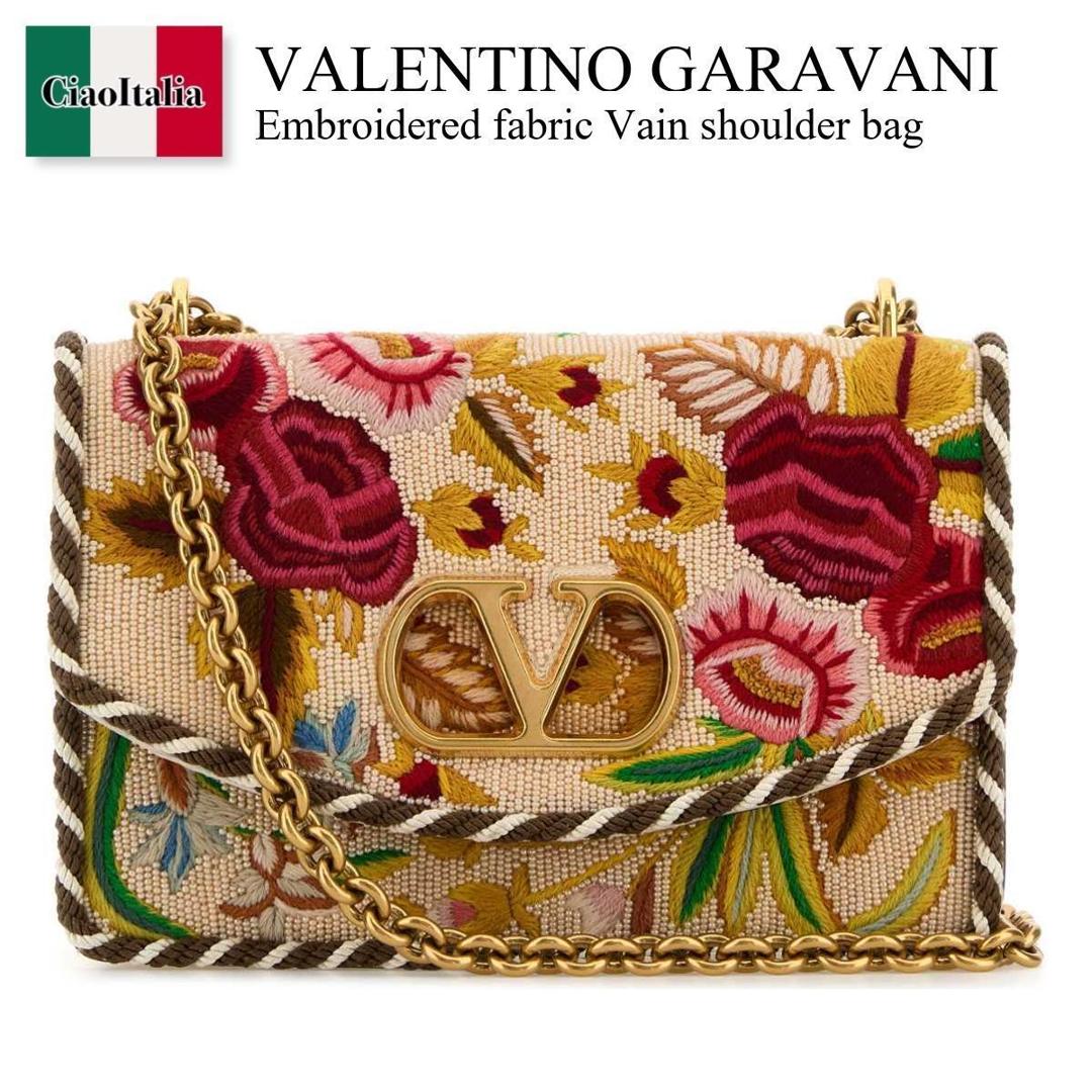 【数量限定・在庫限り・早い者勝ち！】 バレンチノ / かばん / カバン / Valentino Garavani Embroidered Fabric Vain Shoulder Bag / 7W2B0R16NUW / 7W2B0R16NUW B9F / 7W2B0R16NUWB9F / ショルダーバッグ・ポシェット