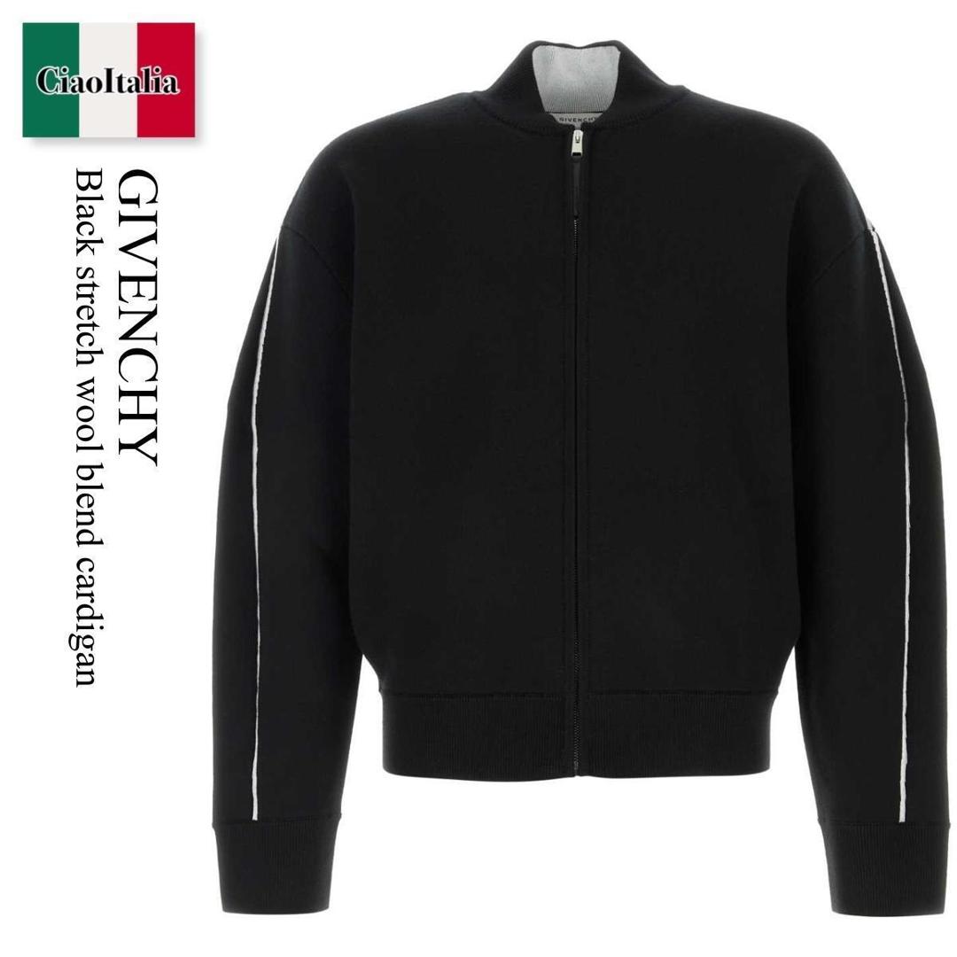 【数量限定・在庫限り・早い者勝ち！】 ジバンシィ / Givenchy Black Stretch Wool Blend Cardigan / BMK00R4YNU / BMK00R4YNU 004 / BMK00R4YNU004 / カーディガン