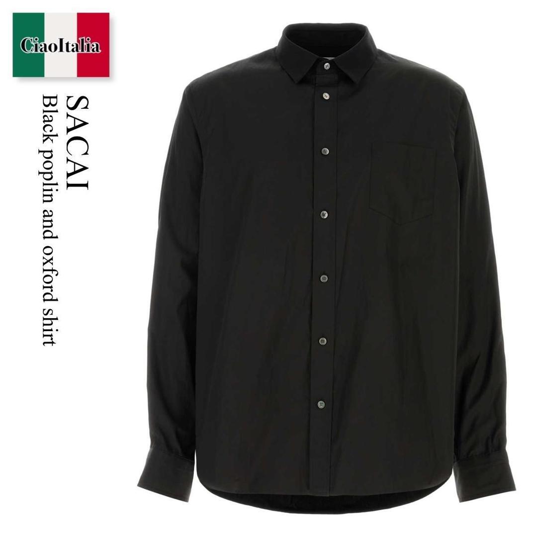 【寸法押さえる・店卸し資産境界線・早め者制覇！】 サカイ / Sacai Black Poplin And Oxford Shirt / 2603935M / 2603935M 001 / 2603935M001 / プルオーバー