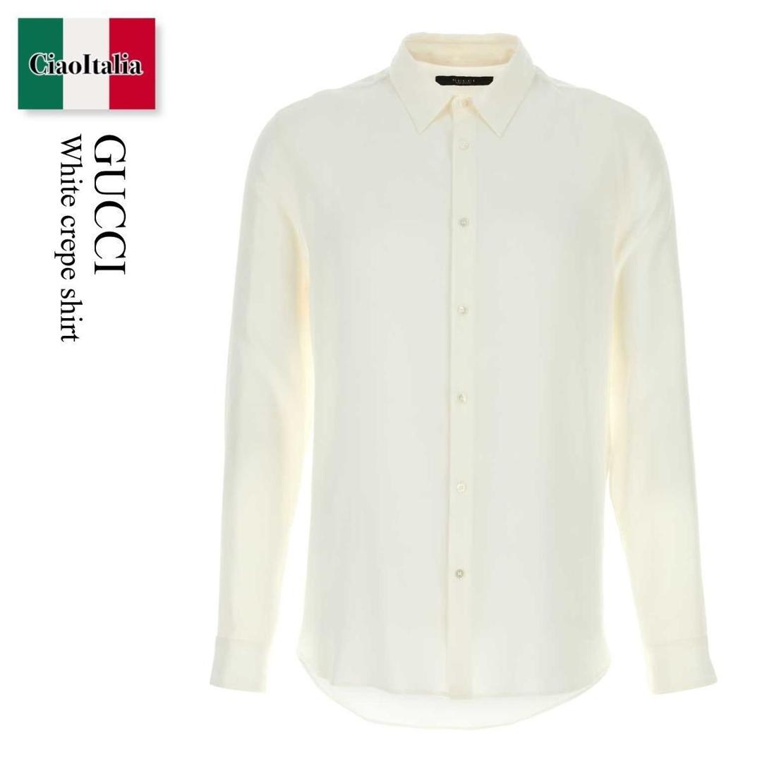 【寸法押さえる・店卸し資産境界線・早め者制覇！】 グッチ / Gucci White Crepe Shirt / 860864 ZAUPT / 860864 ZAUPT 9000 / 860864ZAUPT / 860864ZAUPT 9000 / 860864ZAUPT9000 / プルオーバー