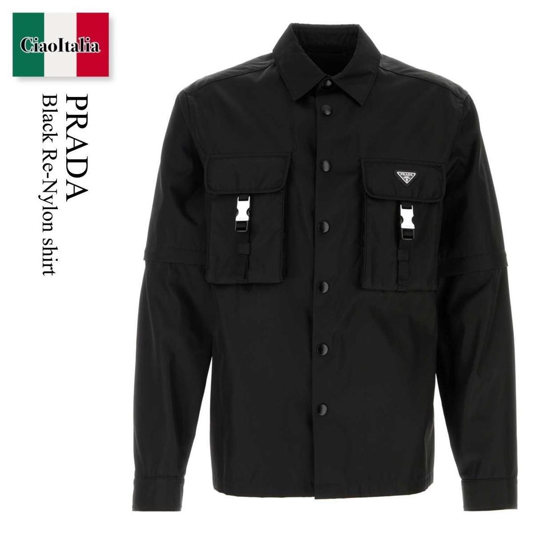 【寸法押さえる・店卸し資産境界線・早め者制覇！】 プラダ / Prada Black Re-Nylon Shirt / SC548S F0002 / SC548S OOO1WQ8 F0002 / SC548SOOO1WQ8 / SC548SOOO1WQ8 F0002 / SC548SOOO1WQ8F0002 / プルオーバー