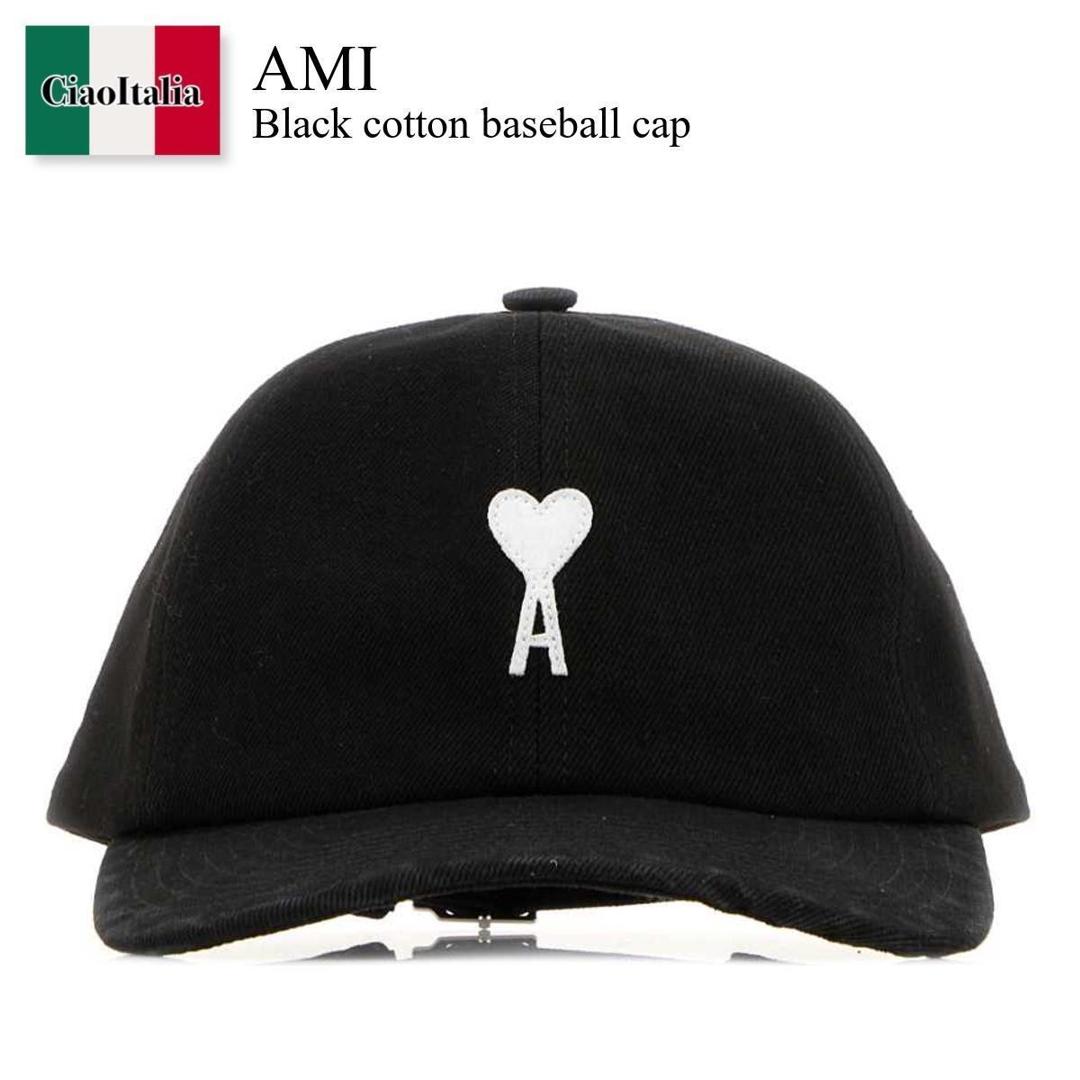 【数量限定・在庫限り・早い者勝ち！】 アミアレクサンドルマテュッシ / Ami Black Cotton Baseball Cap / UCP277AW0028 / UCP277AW0028 001 / UCP277AW0028001 / キャップ