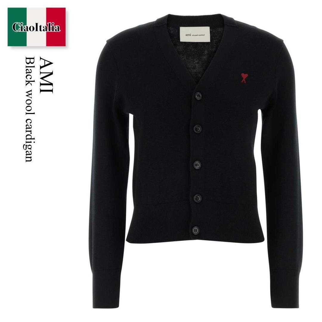 【数量限定・在庫限り・早い者勝ち！】 アミアレクサンドルマテュッシ / Ami Black Wool Cardigan / FKC374001 / FKC374001 009 / FKC374001009 / カーディガン