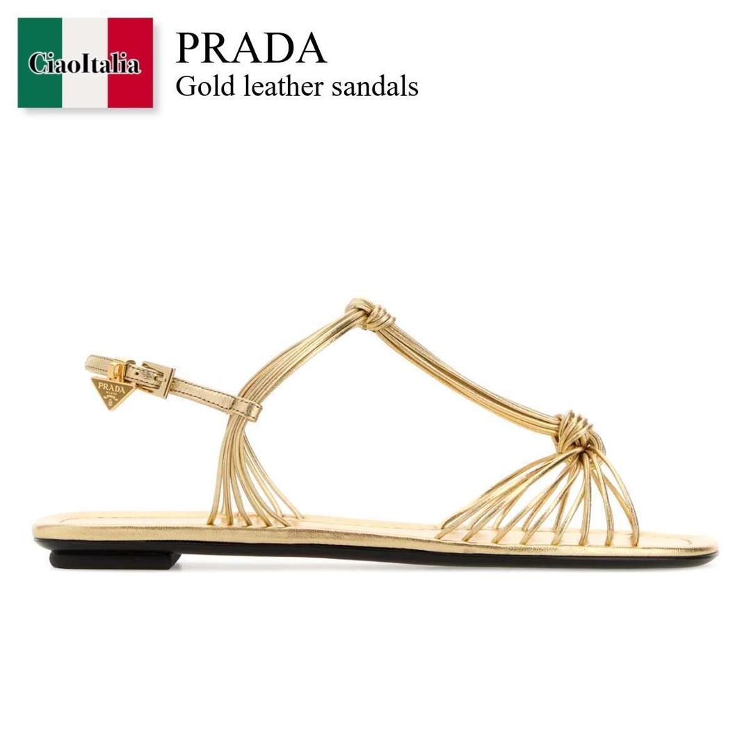 【寸法押さえる・店卸し資産境界線・早め者制覇！】 プラダ / Prada Gold Leather Sandals / 1X407O F0522 / 1X407O F005X20 F0522 / 1X407OF005X20 / 1X407OF005X20 F0522 / 1X407OF005X20F0522 / サンダル・ミュール
