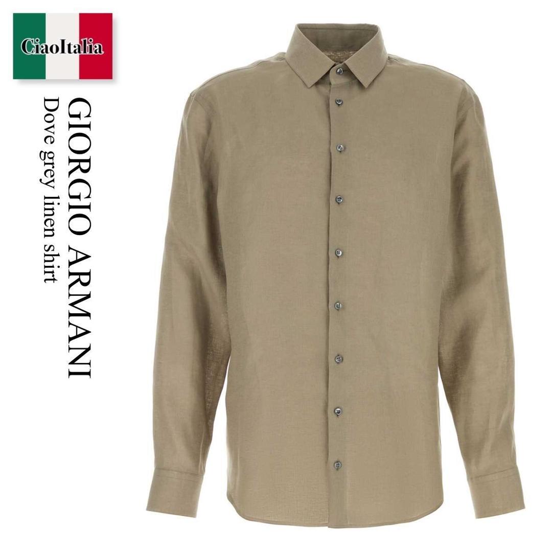 【分量制限事項・店卸し資産区分け・早め者白星！】 ジョルジオ アルマーニ / Giorgio Armani Dove Grey Linen Shirt / 8WGCCZ9 8T0C62 / 8WGCCZ9 8T0C62 U6167 / 8WGCCZ98T0C62 / 8WGCCZ98T0C62 U6167 / 8WGCCZ98T0C62U6167 / プルオーバー