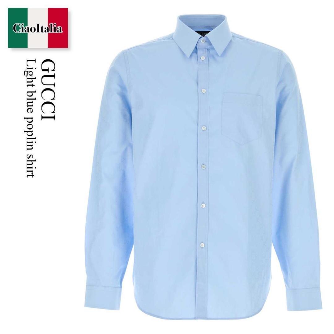 【寸法押さえる・店卸し資産境界線・早め者制覇！】 グッチ / Gucci Light Blue Poplin Shirt / 860785 ZAUO8 / 860785 ZAUO8 4774 / 860785ZAUO8 / 860785ZAUO8 4774 / 860785ZAUO84774 / プルオーバー