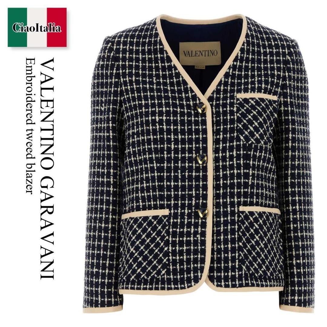 【量目押さえる・店卸し資産極限点・早め者制勝！】 バレンチノ / Valentino Garavani Embroidered Tweed Blazer / 7B3CE4H09E4 / 7B3CE4H09E4 671 / 7B3CE4H09E4671 / 上衣