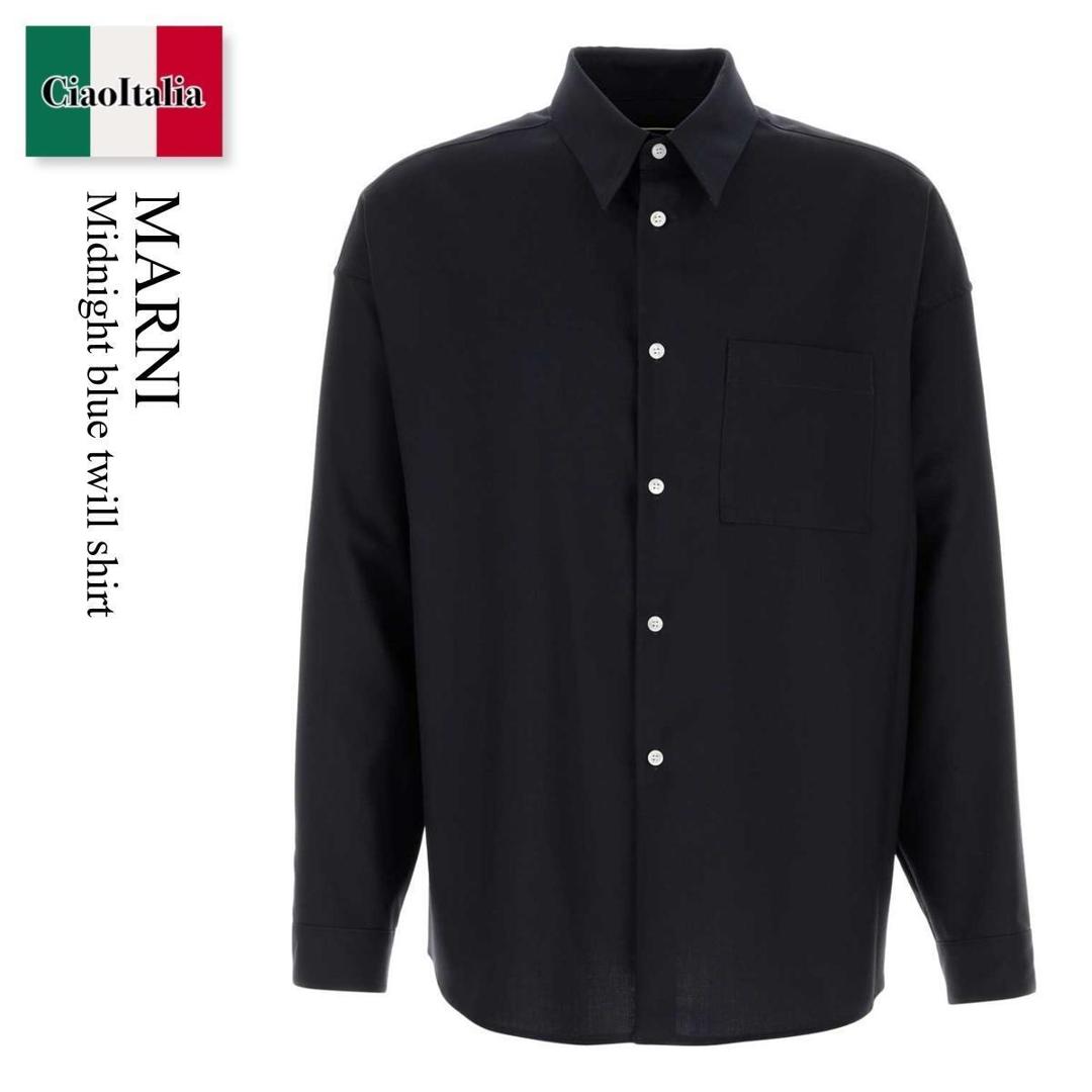 【寸法押さえる・店卸し資産境界線・早め者制覇！】 マルニ / Marni Midnight Blue Twill Shirt / CUMU0061A3UTW839 / CUMU0061A3UTW839 00B99 / CUMU0061A3UTW83900B99 / プルオーバー