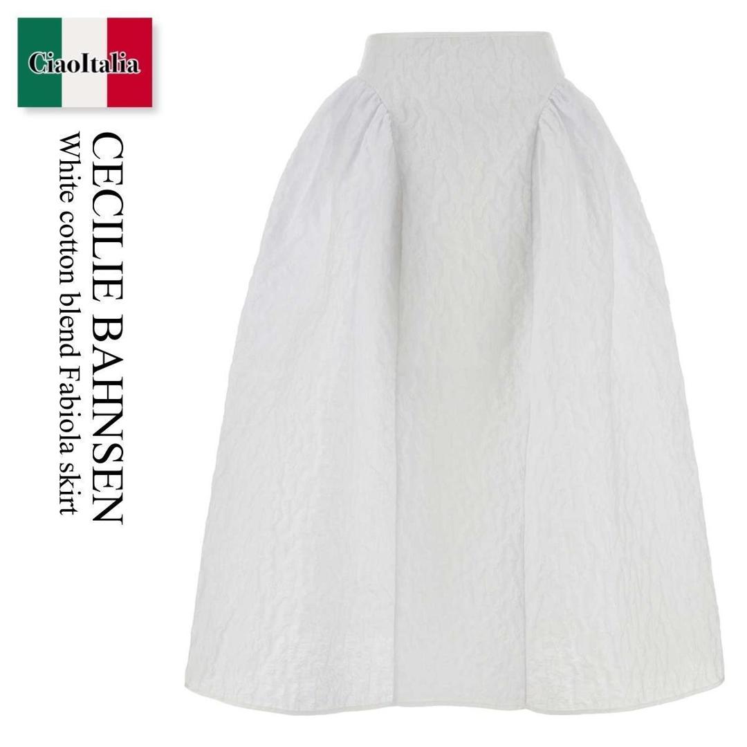 【数量限定・在庫限り・早い者勝ち！】 セシリエバーンセン / Cecilie Bahnsen White Cotton Blend Fabiola Skirt / 425 RTW 17013 / 425 RTW 17013 WHITE / 425RTW17013 / 425RTW17013 WHITE / 425RTW17013WHITE / スカート