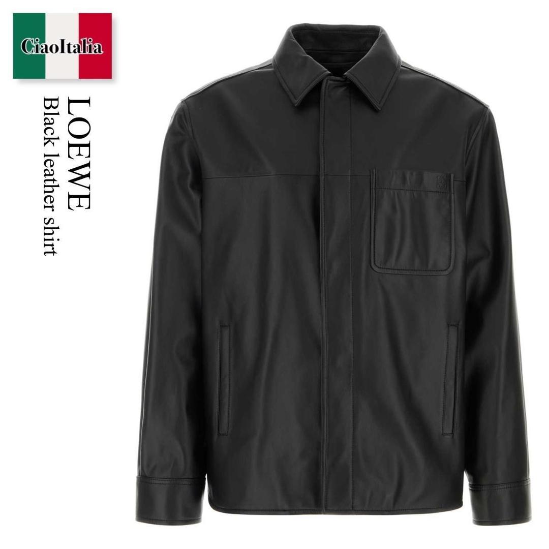 【寸法押さえる・店卸し資産境界線・早め者制覇！】 ロエベ / Loewe Black Leather Shirt / H526Y31L52 / H526Y31L52 BLACK / H526Y31L52BLACK / プルオーバー
