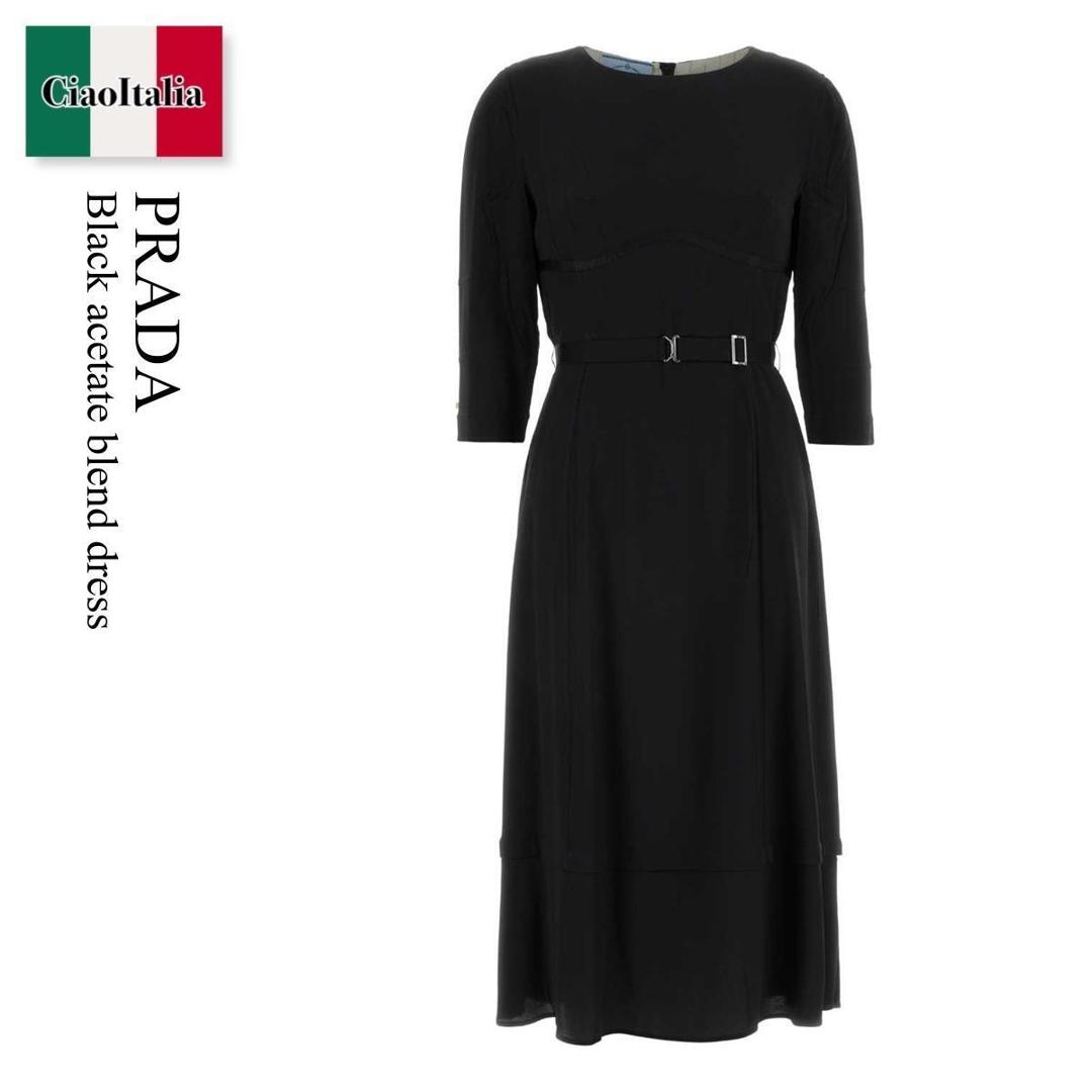 【数量限定・在庫限り・早い者勝ち！】 プラダ / Prada Black Acetate Blend Dress / P3R31R F0002 / P3R31R SOOO19EE F0002 / P3R31RSOOO19EE / P3R31RSOOO19EE F0002 / P3R31RSOOO19EEF0002 / ワンピース｜Ciao Italia