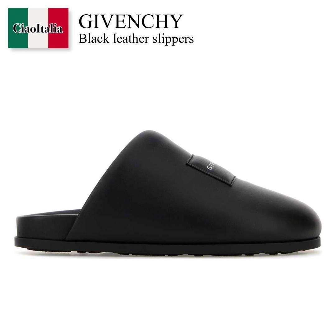 【物量制限事項・店卸し資産極限点・早め者制覇！】 ジバンシィ / Givenchy Black Leather Slippers / BH302NH1XM / BH302NH1XM 001 / BH302NH1XM001 / サンダル
