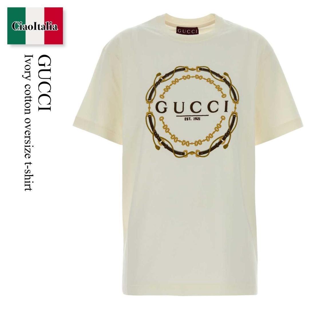 【数量限定・在庫限り・早い者勝ち！】 グッチ / Gucci Ivory Cotton Oversize T-Shirt / 837959 XJHQY / 837959 XJHQY 9750 / 837959XJHQY / 837959XJHQY 9750 / 837959XJHQY9750 / Tシャツ・カットソー｜Ciao Italia
