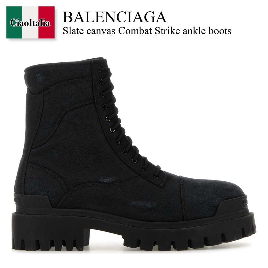 【数量限定・在庫限り・早い者勝ち！】 バレンシアガ / Balenciaga Slate Canvas Combat Strike Ankle Boots / 845015 W2H11 / 845015 W2H11 1000 / 845015W2H11 / 845015W2H11 1000 / 845015W2H111000 / ブーツ