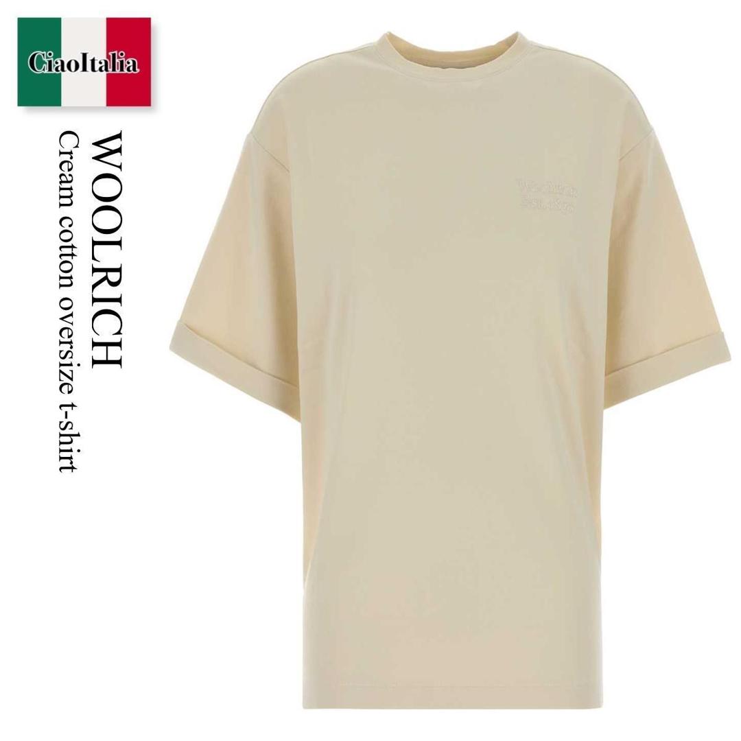 【数量限定・在庫限り・早い者勝ち！】 ウールリッチ / Woolrich Cream Cotton Oversize T-Shirt / CFWWTE2008FRUT5365 / CFWWTE2008FRUT5365 8743 / CFWWTE2008FRUT53658743 / Tシャツ・カットソー