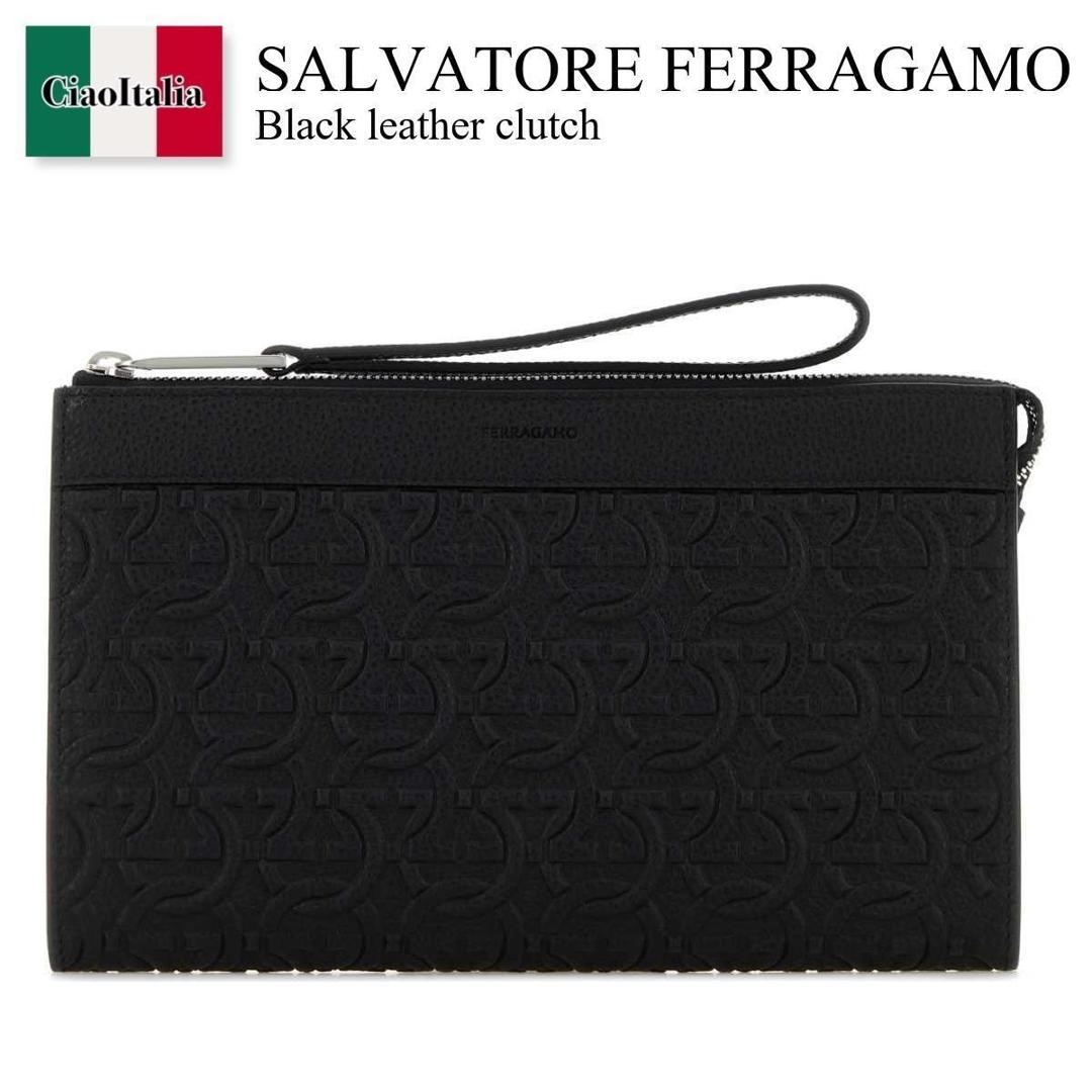 【数量限定・在庫限り・早い者勝ち！】 フェラガモ / かばん / カバン / Salvatore Ferragamo Black Leather Clutch / 241483 769473 / 241483 769473 NERONERONERO / 241483769473 / 241483769473 NERONERONERO / 241483769473NERONERONERO / クラッチバッグ