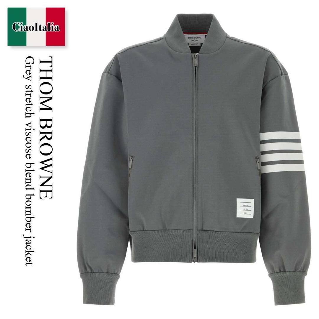 【数量限定・在庫限り・早い者勝ち!】 トム ブラウン / Thom Browne Grey Stretch Viscose Blend Bomber Jacket / MJT569AJ0242 / MJT569AJ0242 035 / MJT569AJ0242035 / MA-1|Ciao Italia