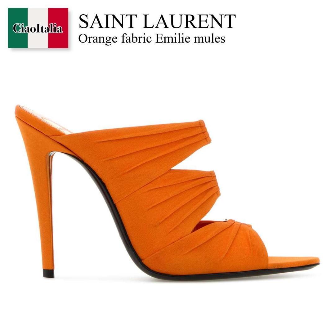 【物量制限事項・店卸し資産極限点・早め者制覇！】 サンローラン / Saint Laurent Orange Fabric Emilie Mules / 859545 AAF4G / 859545 AAF4G 7534 / 859545AAF4G / 859545AAF4G 7534 / 859545AAF4G7534 / サンダル・ミュール