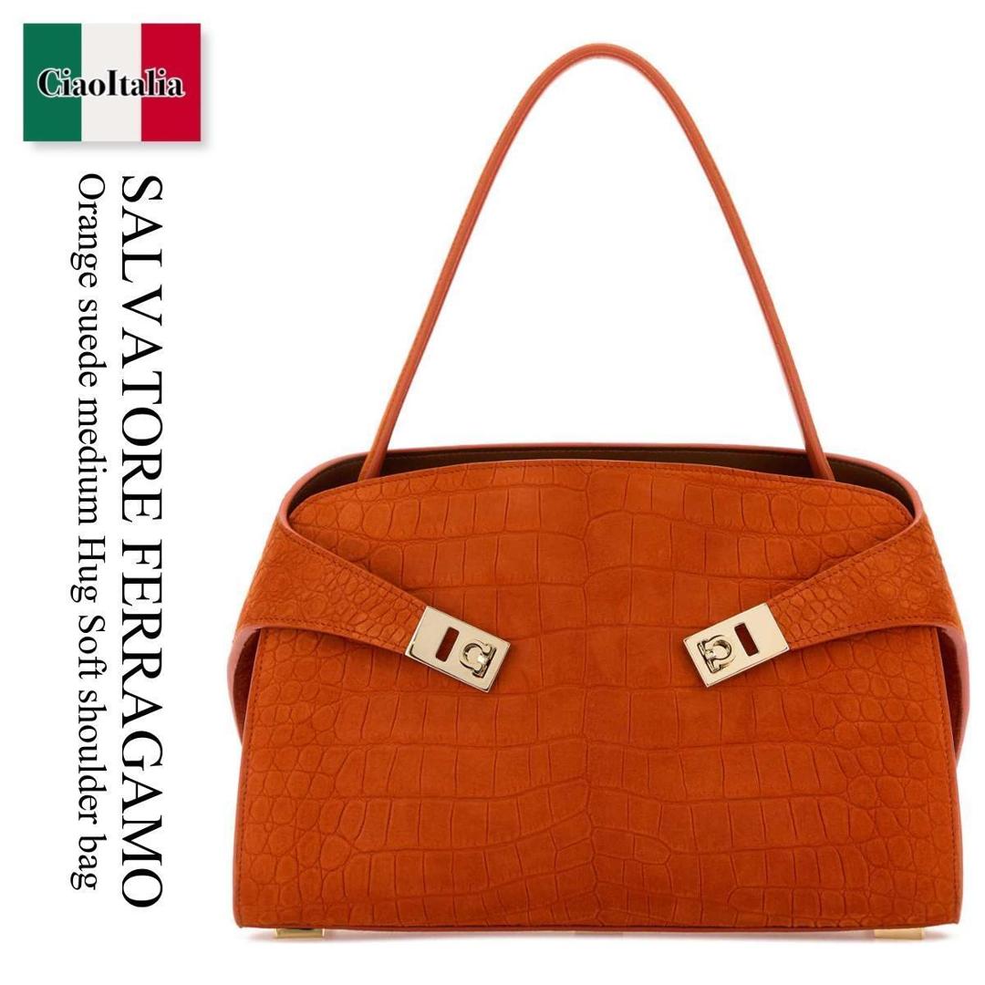 【数量限定・在庫限り・早い者勝ち！】 フェラガモ / かばん / カバン / Salvatore Ferragamo Suede Medium Hug Soft Shoulder Bag / 219816 792870 / 219816 792870 SIENA / 219816792870 / 219816792870 SIENA / 219816792870SIENA / ショルダーバッグ・ポシェット