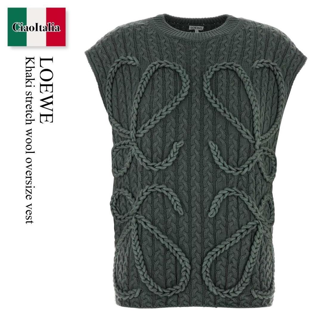 【寸法押さえる・店卸し資産境界線・早め者制覇！】 ロエベ / Loewe Khaki Stretch Wool Oversize Vest / S359Y14KJI / S359Y14KJI KHAKIGREEN / S359Y14KJIKHAKIGREEN / より良い・ジレ