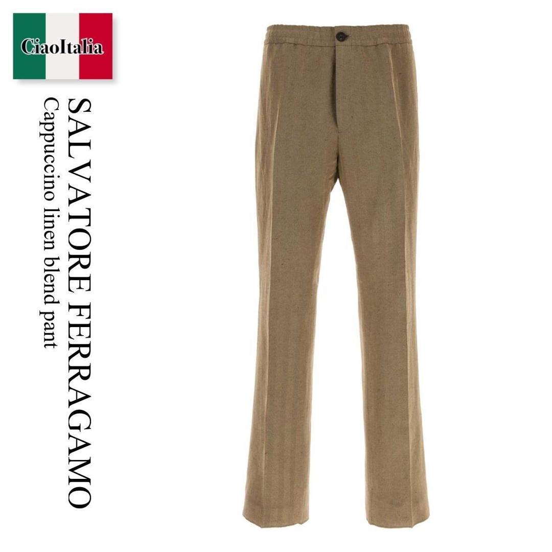 【数量限定・在庫限り・早い者勝ち！】 フェラガモ / Salvatore Ferragamo Cappuccino Linen Blend Pant / 144746 793679 / 144746 793679 EXPRESSOSAFARI / 144746793679 / 144746793679 EXPRESSOSAFARI / 144746793679EXPRESSOSAFARI / パンツ・ボトムスその他