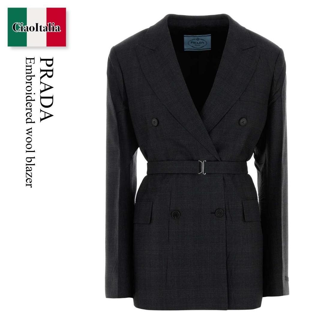 【量目押さえる・店卸し資産極限点・早め者制勝！】 プラダ / Prada Embroidered Wool Blazer / P595PH F0308 / P595PH SOOO1N01 F0308 / P595PHSOOO1N01 / P595PHSOOO1N01 F0308 / P595PHSOOO1N01F0308 / 上衣