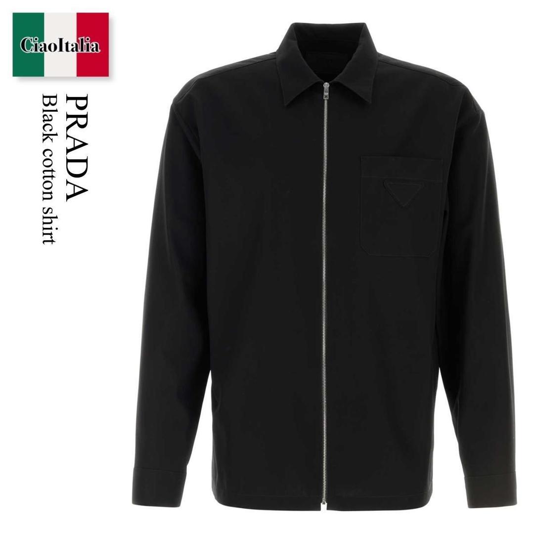 【数量限定・在庫限り・早い者勝ち！】 プラダ / Prada Black Cotton Shirt / SC855S F0002 / SC855S OOO19AM F0002 / SC855SOOO19AM / SC855SOOO19AM F0002 / SC855SOOO19AMF0002 / シャツ