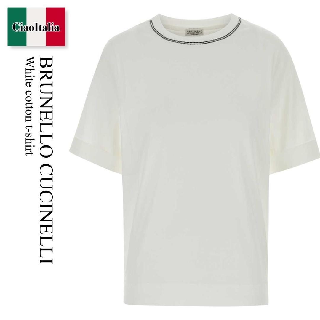 【数量限定・在庫限り・早い者勝ち!】 ブルネロクチネリ / Brunello Cucinelli White Cotton T-Shirt / M0T81BZ100 / M0T81BZ100 C6159 / M0T81BZ100C6159 / Tシャツ・カットソー