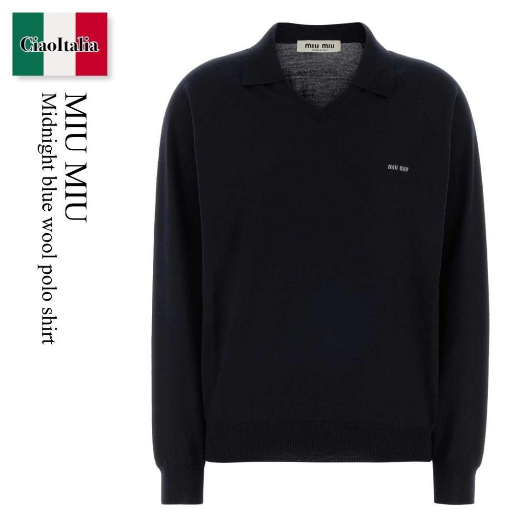 【寸法押さえる・店卸し資産境界線・早め者制覇！】 ミュウミュウ / Miu Miu Midnight Blue Wool Polo Shirt / MML05J F0H9Q / MML05J SOOO16WJ F0H9Q / MML05JSOOO16WJ / MML05JSOOO16WJ F0H9Q / MML05JSOOO16WJF0H9Q / スポーツシャツ