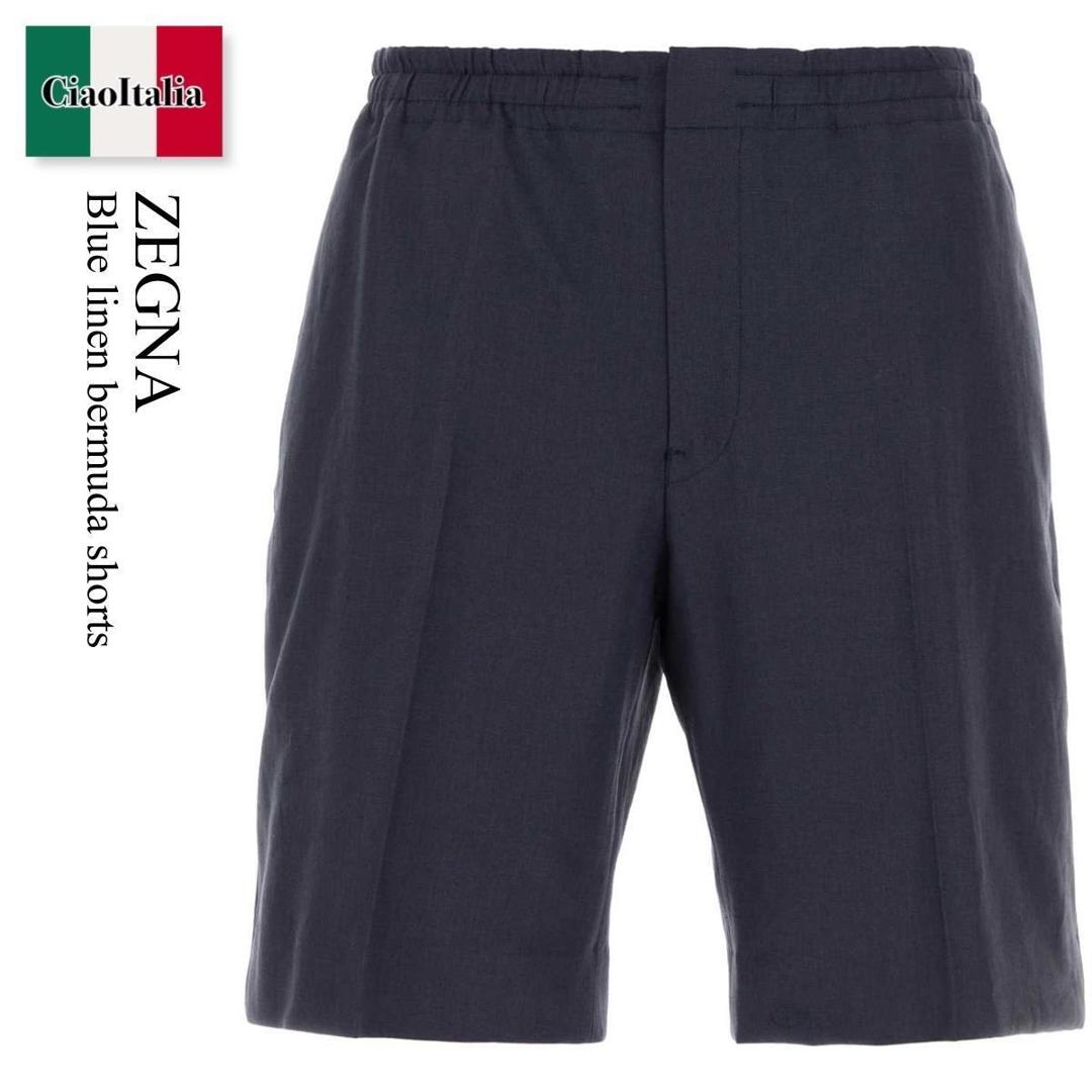 【数量限定・在庫限り・早い者勝ち！】 エルメネジルドゼニア / Zegna Blue Linen Bermuda Shorts / RUHI35A3TB14 / RUHI35A3TB14 B07R / RUHI35A3TB14B07R / ハーフ・ショートパンツ