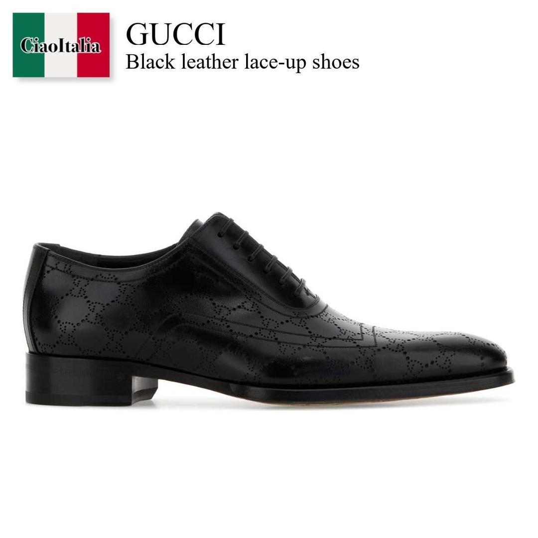 【物量制限事項・店卸し資産極限点・早め者制覇！】 グッチ / Gucci Black Leather Lace-Up Shoes / 863019 AAGBV / 863019 AAGBV 1000 / 863019AAGBV / 863019AAGBV 1000 / 863019AAGBV1000 / 御召しものシューズ・革靴・商行為シューズ