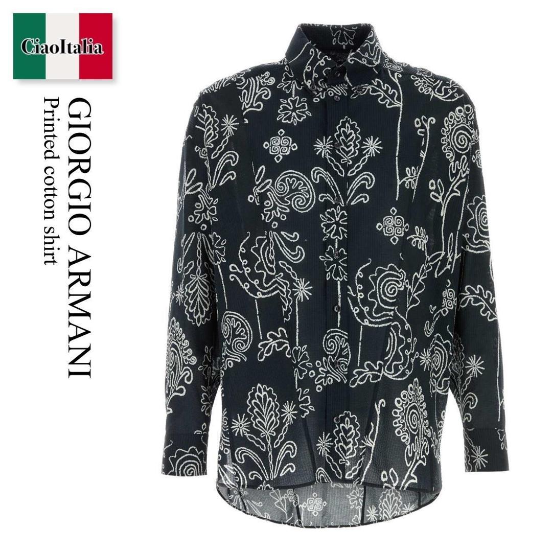 【寸法押さえる・店卸し資産境界線・早め者制覇！】 ジョルジオ アルマーニ / Giorgio Armani Printed Cotton Shirt / GM00350 3TE20939 / GM00350 3TE20939 MB031 / GM003503TE20939 / GM003503TE20939 MB031 / GM003503TE20939MB031 / プルオーバー