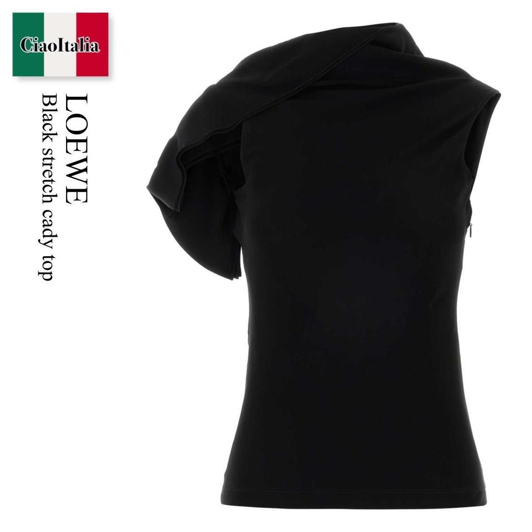 【寸法押さえる・店卸し資産境界線・早め者制覇！】 ロエベ / Loewe Black Stretch Cady Top / S540Y07XGX / S540Y07XGX BLACK / S540Y07XGXBLACK / トップス余分の物