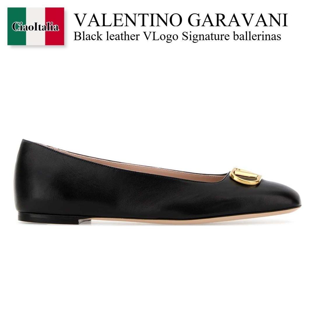 【寸法押さえる・店卸し資産境界線・早め者制覇！】 バレンチノ / Valentino Garavani Black Leather Vlogo Signature Ballerinas / 8W0S0PI8RRE / 8W0S0PI8RRE 0NO / 8W0S0PI8RRE0NO / バレーシューズ