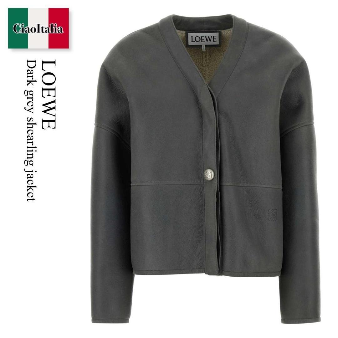 【数量限定・在庫限り・早い者勝ち！】 ロエベ / Loewe Dark Grey Shearling Jacket / S359Y2SL49 / S359Y2SL49 LIGHTGREY / S359Y2SL49LIGHTGREY / レザージャケット・コート