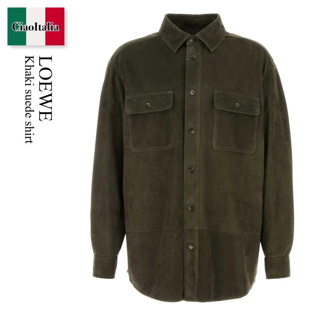 【寸法押さえる・店卸し資産境界線・早め者制覇！】 ロエベ / Loewe Khaki Suede Shirt / H526Y31L56 / H526Y31L56 KHAKIGREEN / H526Y31L56KHAKIGREEN / プルオーバー
