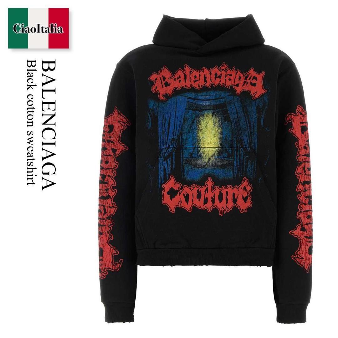【寸法押さえる・店卸し資産境界線・早め者制覇！】 バレンシアガ / Balenciaga Black Cotton Sweatshirt / 851238 TUVD9 / 851238 TUVD9 1000 / 851238TUVD9 / 851238TUVD9 1000 / 851238TUVD91000 / パーカー・フーディ