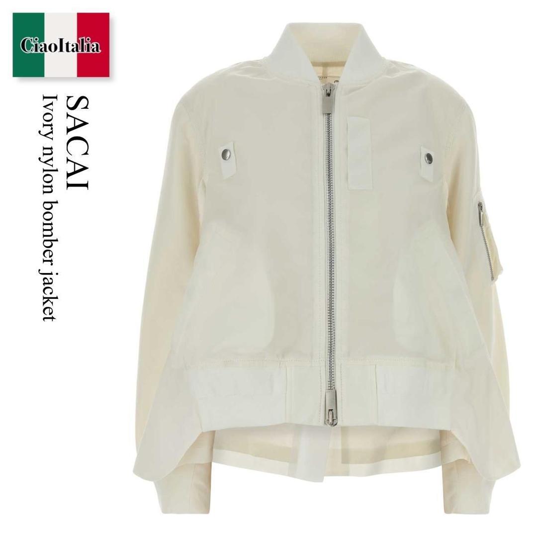 【数量限定・在庫限り・早い者勝ち！】 サカイ / Sacai Ivory Nylon Bomber Jacket / 2608449 / 2608449 151 / 2608449151 / ブルゾン