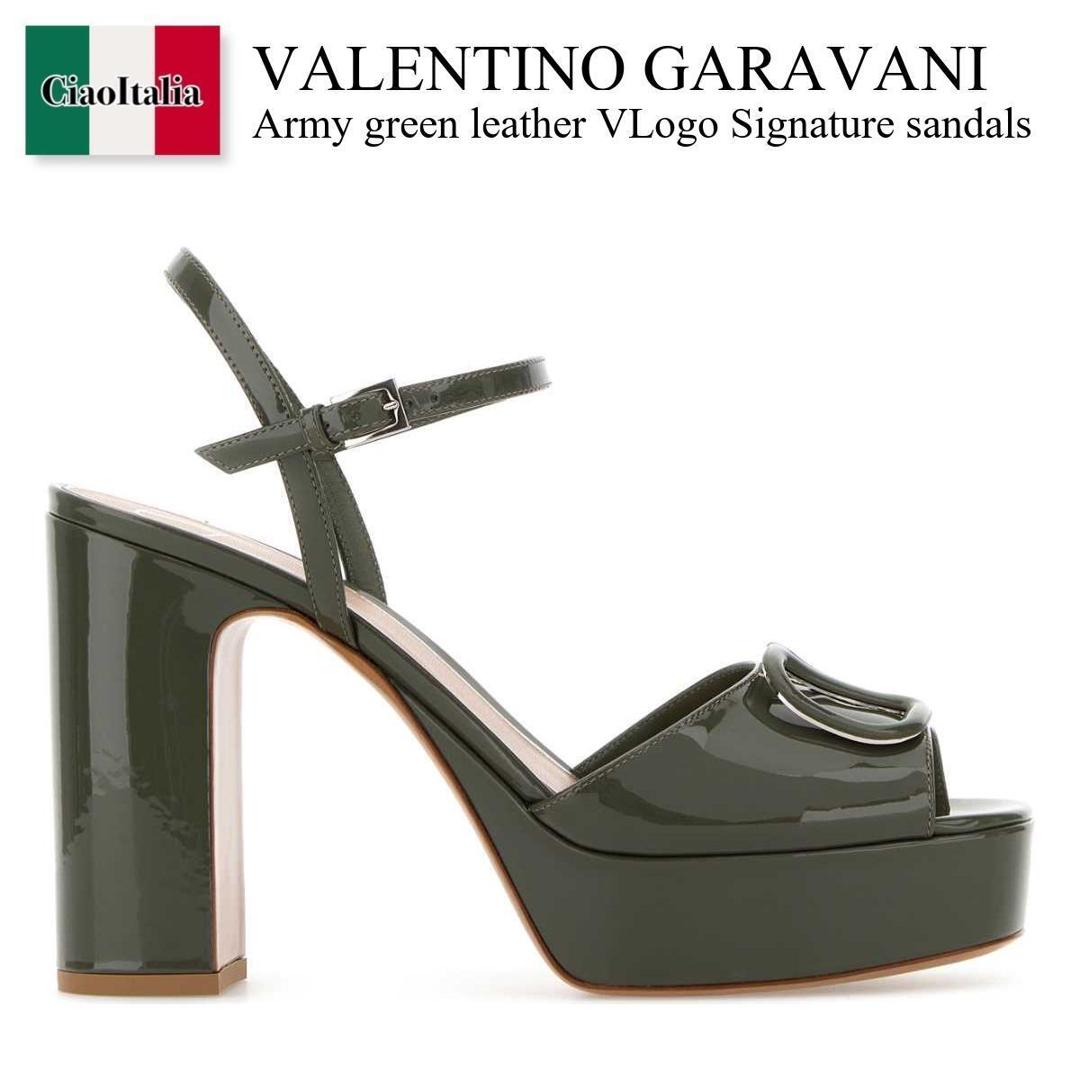 【物量制限事項・店卸し資産極限点・早め者制覇！】 バレンチノ / Valentino Garavani Army Green Leather Vlogo Signature Sandal / 8W0S0FG2TMK / 8W0S0FG2TMK 0IO / 8W0S0FG2TMK0IO / サンダル・ミュール