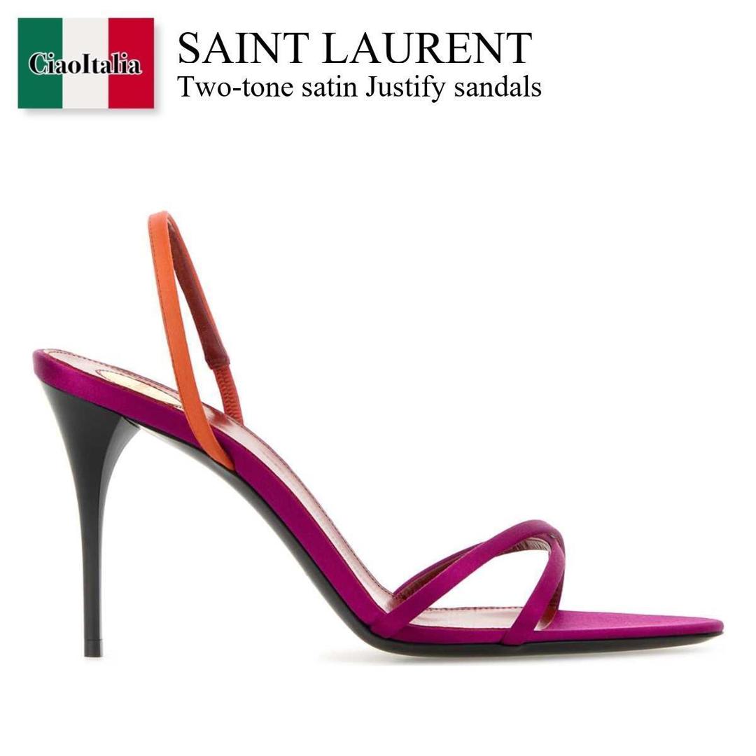 【寸法押さえる・店卸し資産境界線・早め者制覇！】 サンローラン / Saint Laurent Two-Tone Satin Justify Sandals / 869739 9QNA2 / 869739 9QNA2 5593 / 8697399QNA2 / 8697399QNA2 5593 / 8697399QNA25593 / サンダル・ミュール