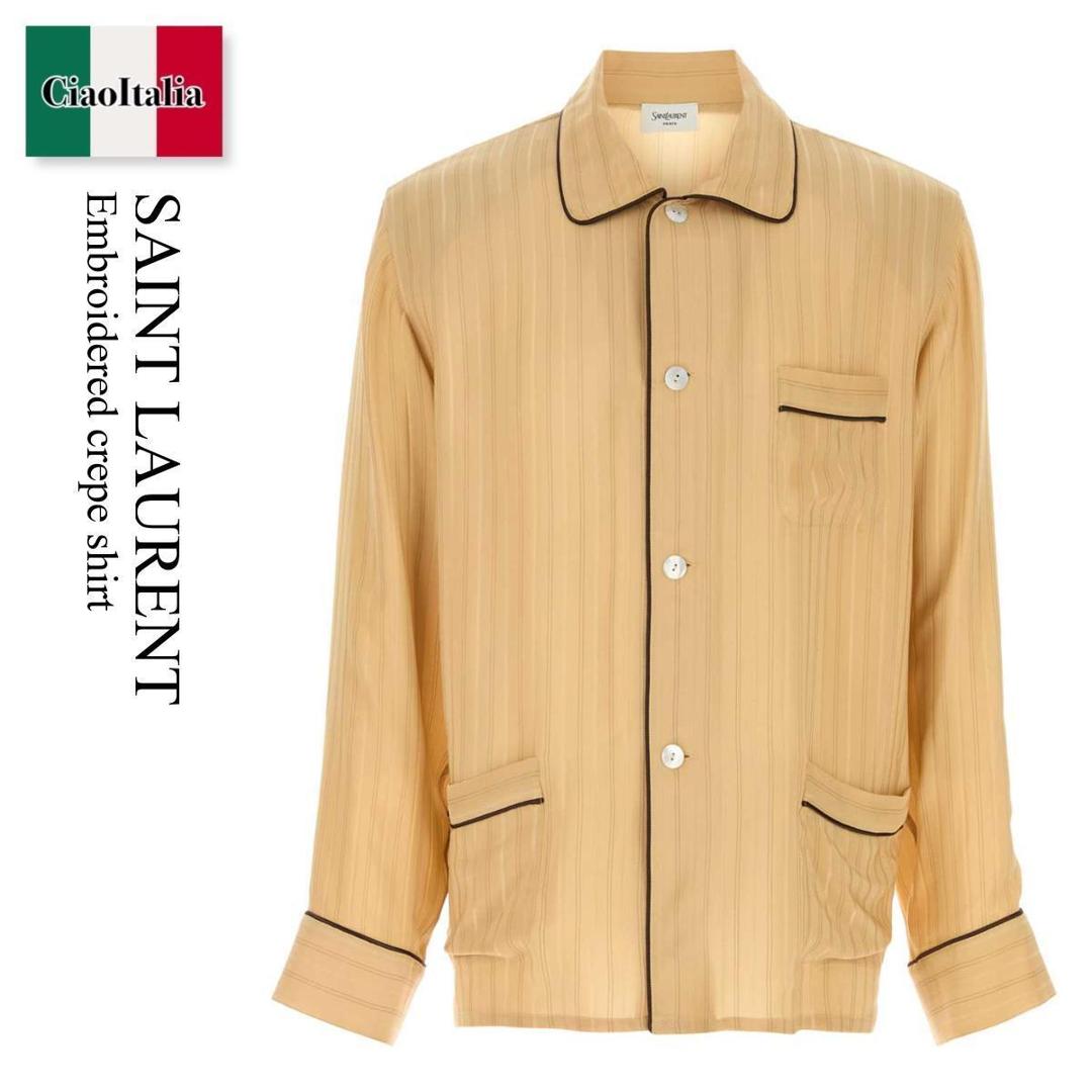 【寸法押さえる・店卸し資産境界線・早め者制覇！】 サンローラン / Saint Laurent Embroidered Crepe Shirt / 865775 Y7J39 / 865775 Y7J39 9096 / 865775Y7J39 / 865775Y7J39 9096 / 865775Y7J399096 / プルオーバー