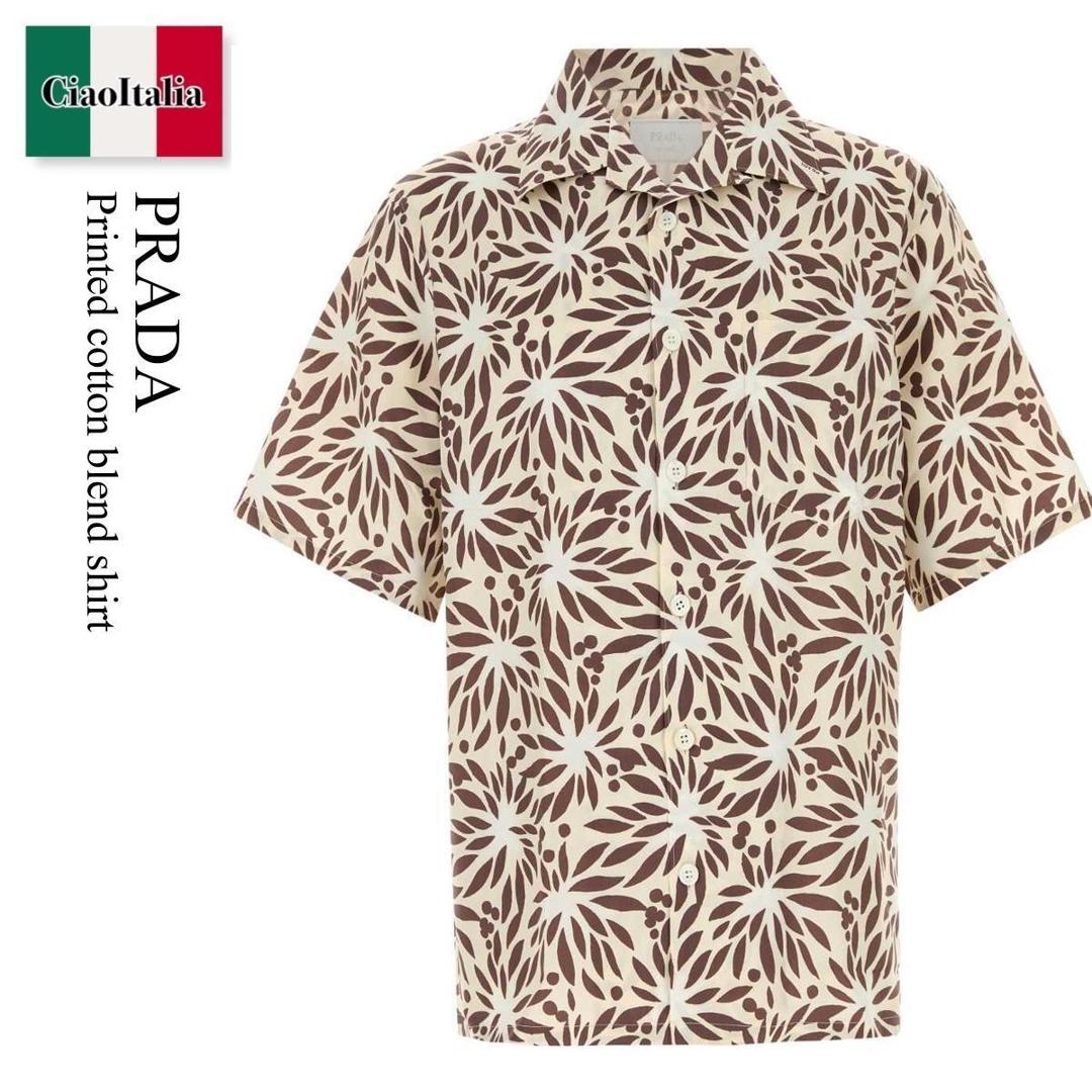 【寸法押さえる・店卸し資産境界線・早め者制覇！】 プラダ / Prada Printed Cotton Blend Shirt / UCS414 F0N86 / UCS414 SUMO19GY F0N86 / UCS414SUMO19GY / UCS414SUMO19GY F0N86 / UCS414SUMO19GYF0N86 / プルオーバー