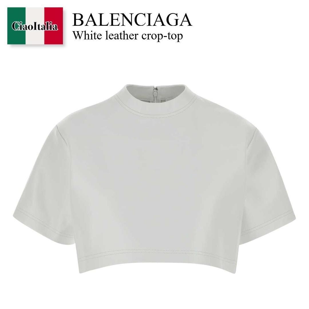 【数量限定・在庫限り・早い者勝ち！】 バレンシアガ / Balenciaga White Leather Crop-Top / 871799 TUS17 / 871799 TUS17 9000 / 871799TUS17 / 871799TUS17 9000 / 871799TUS179000 / Tシャツ・カットソー