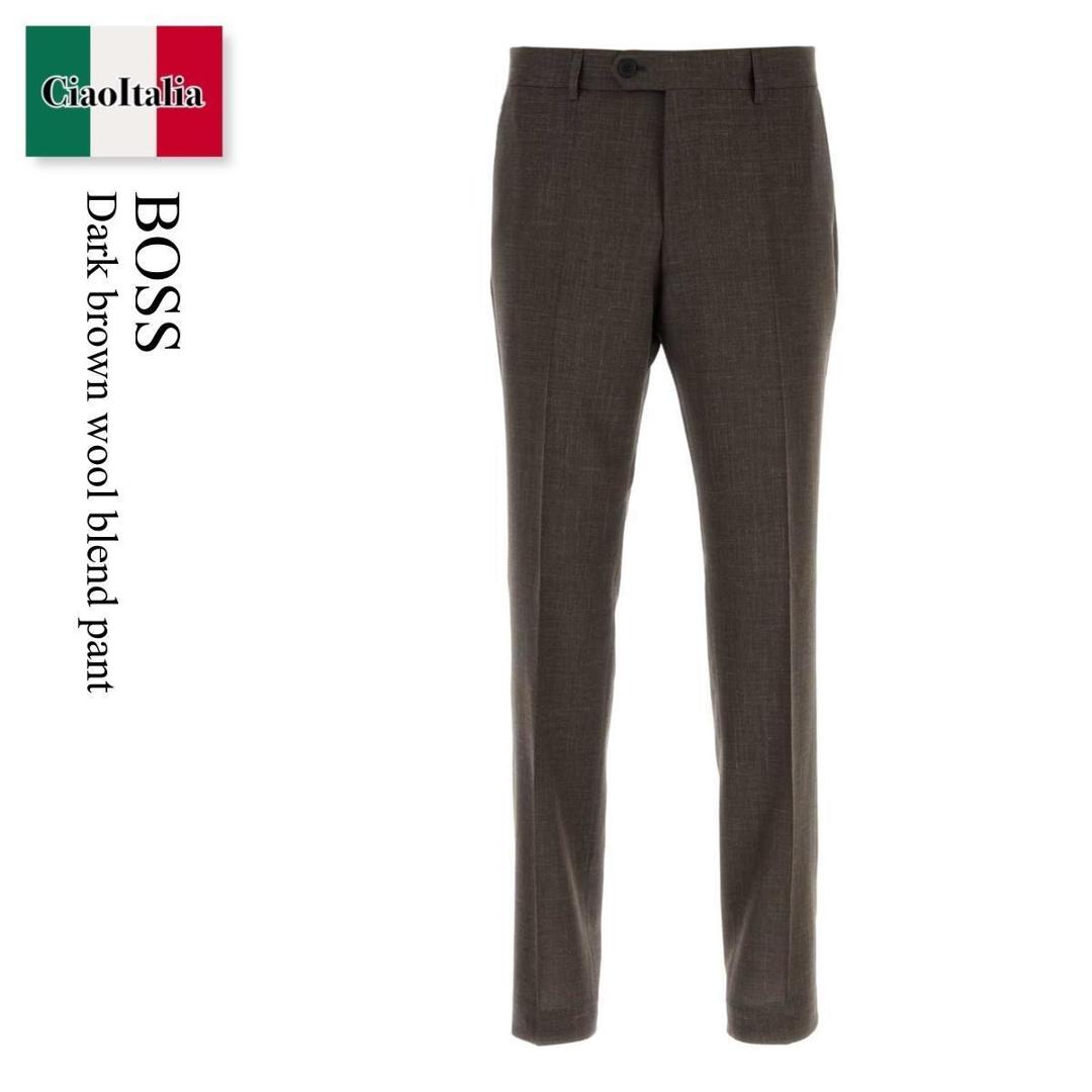 【数量限定・在庫限り・早い者勝ち！】 ヒューゴ・ボス / Boss Dark Brown Wool Blend Pant / 50563826 / 50563826 208 / 50563826208 / パンツ・ボトムスその他