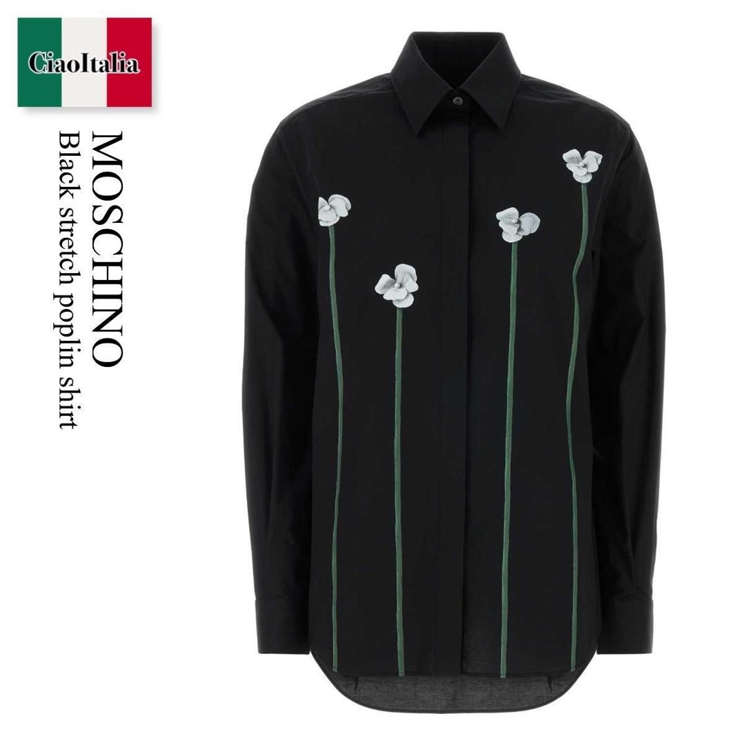 【数量限定・在庫限り・早い者勝ち！】 モスキーノ / Moschino Black Stretch Poplin Shirt / 261D0 2210431 / 261D0 2210431 1555 / 261D02210431 / 261D02210431 1555 / 261D022104311555 / ブラウス・シャツ｜Ciao Italia